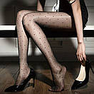 Колготки в дрібну точку з візерунком, Чорні жіночі колготки в принт, Жіночі фантазійні колготки в горошок, фото 2