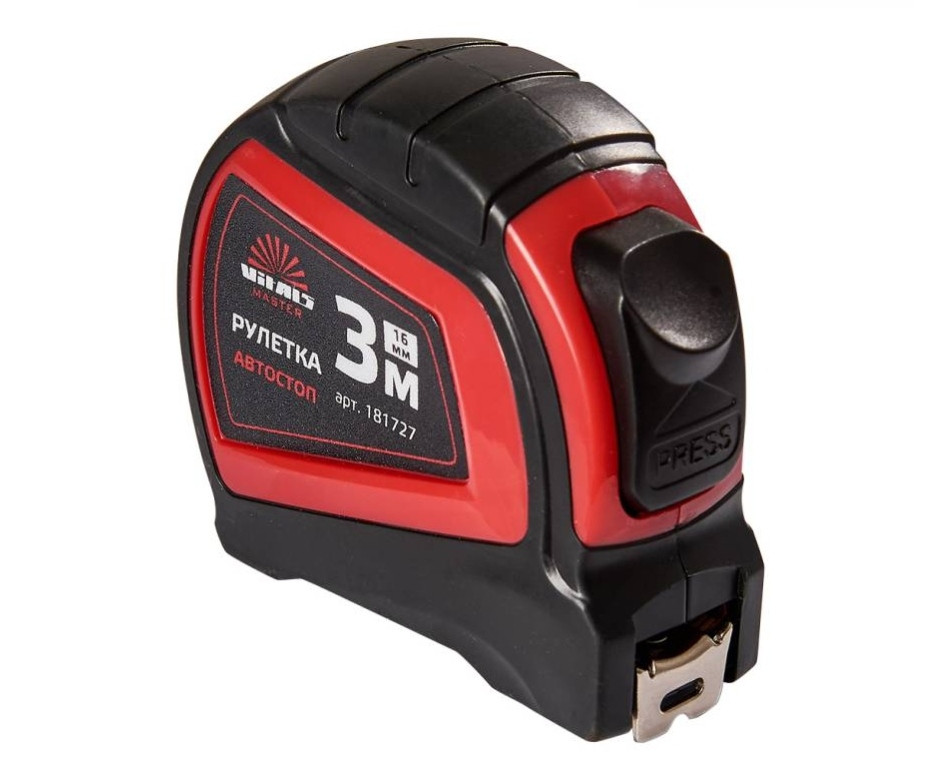 Рулетка 3 м*16 мм автостоп Vitals Master