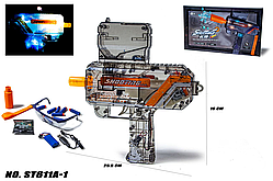 Іграшковий пістолет автомат на акумуляторі з підсвіткою ,орбізи гідрокулі та м’які кулі ST 611 A-1