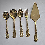 Набір приладів для десерту позолочений Трояндовий, фото 3