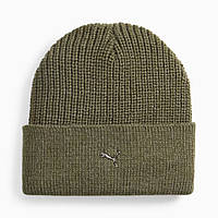 Шапка спортивна Puma Metal Cat Beanie 024874 03 (хакі, акрил, в'язана, з відворотом, тепла, логотип пума)