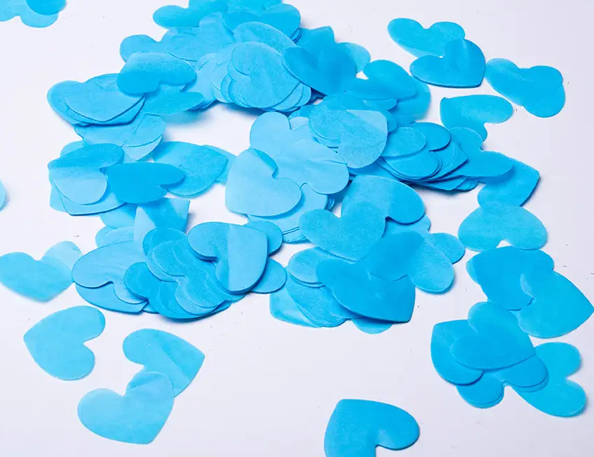 Конфеті сердечка блакитного кольору 25мм., 100 гр./уп.