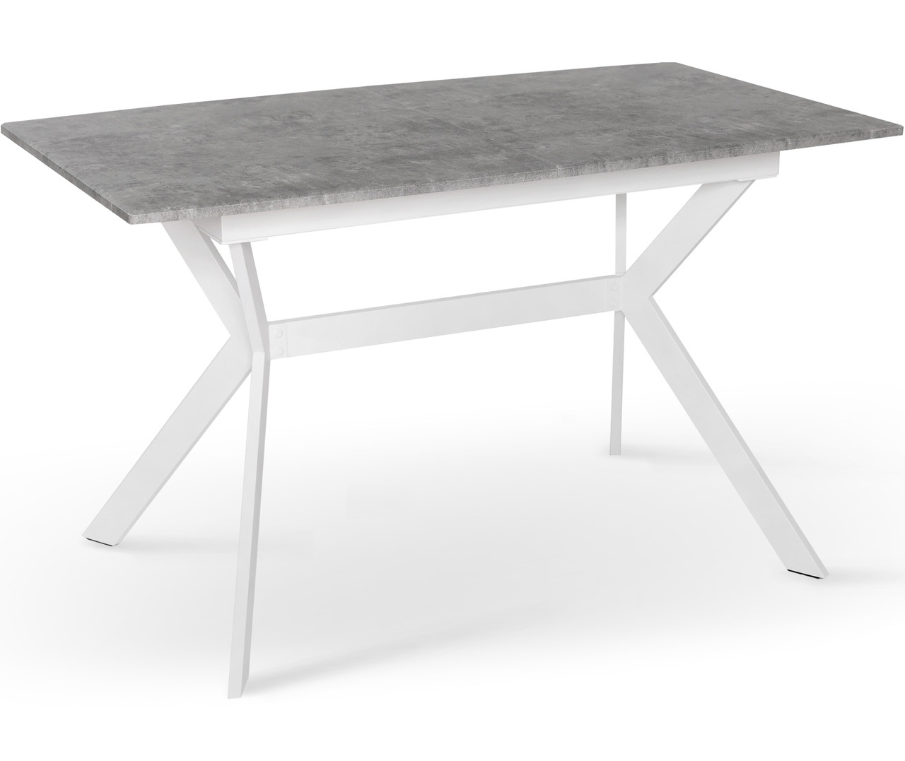 Стіл обідній розкладний на металевій ніжці Х'юстон мармур світло-сірий, метал білий ТМ Мікс Мебель
