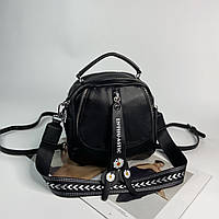 Женский городской мини рюкзак сумка на два отделения Polina & Eiterou черный