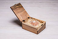 Именная подарочная коробочка из дерева с логотипом Деревянная коробка для упаковки подарка Гравировка + подарочная упаковка + открытка, S - 180x141x82 мм