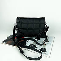 Женская кожаная стеганная сумка через плечо на три отделения с цепочкой Polina & Eiterou