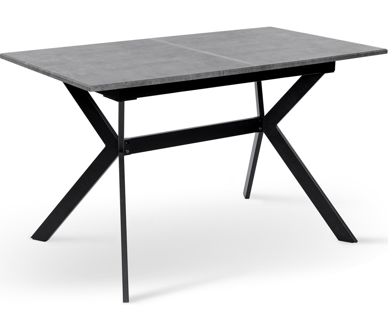 Стіл обідній розкладний на металевій ніжці Х'юстон мармур темно-сірий, метал чорний ТМ Мікс Мебель
