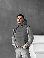 Жилет косий сірий оверсайз