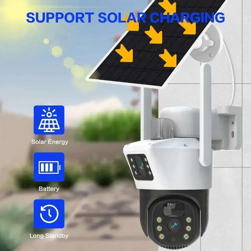 Беспроводная DUAL камера V36-4G SOLAR WIFI IP 4G 360/90 4.0mp уличнаяс датчиком движения и панелью 9036 - фото 5 - id-p2103428298