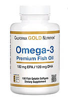 Omega-3 риб ячий жир преміальної якості з омега-3, 100 капсул із риб ячого желатину