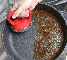 Щітка-металічний скребок із ручкою для миття посуду Cleaning Brush 207494, фото 3