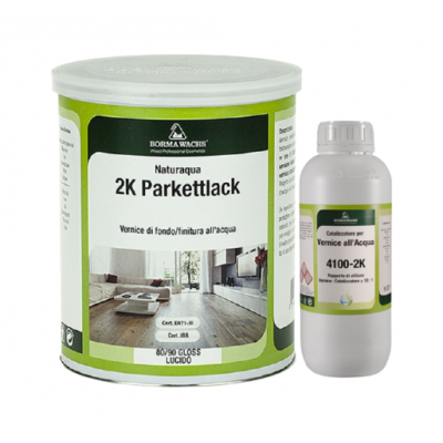 Двокомпонентний лак для паркету на водній основі Borma Wachs NATURAQUA 2K PARKETTLACK, 5 л матовий, фото 1