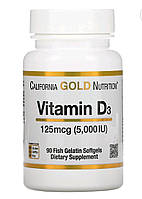Вітамін D3, 125 мг (5000 МО), 90 капсул з риб ячого желатину