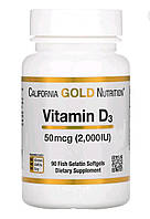 Вітамін D3, 50 мг (2000 МО), 90 капсул із риб ячого желатину
