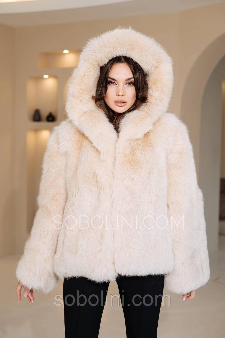 Кожушок Короткий з капюшоном, худорлявий песець