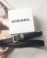 Модний вузький шкіряний ремінь Diesel пряжка бронза