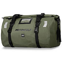 Сумка водонепроникна MOTOWOLF MDL0717 для багажника мотоцикла 66 л 58 х 55 х 26 см Хакі Хіт продажу!