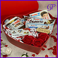 Сюрприз бокс с конфетти и нутелой на 14 февраля, Конфетный романтический подарок на день всех влюбленных