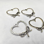 Серце металеве Срібло 3 см, фото 3