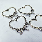 Серце металеве Срібло 3 см, фото 2