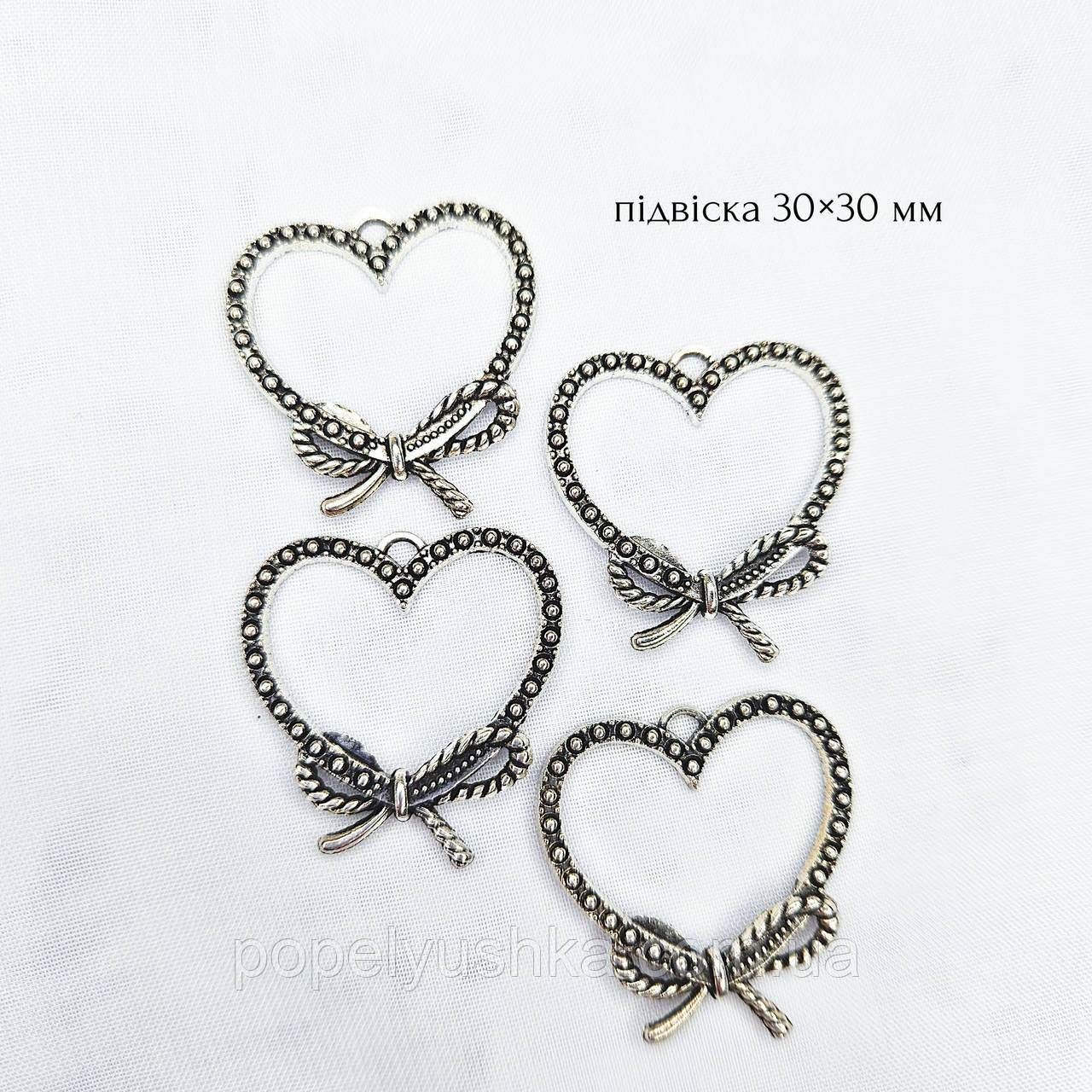 Серце металеве Срібло 3 см, фото 1