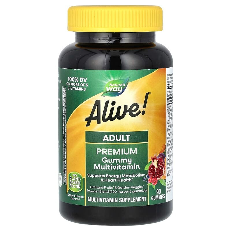 Мультивітаміни Nature's Way, Alive! "Adult Premium Gummies Multivitamin" з фруктовим смаком (90 цукерок), фото 1