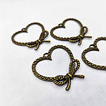 Серце металеве Бронза 3×3 см, фото 2