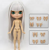 Шарнирная кукла Блайз Blythe 30 см, Кукла Белые волосы с челкой 4 цвета глаз