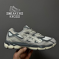 Мужские кроссовки Asics Gel NYC White Grey, Спортивные кроссовки Асикс гель на весну серые