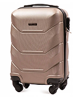 Дорожный пластиковый чемодан на колесах wings 147 шампань размер XS мини чемодан для ручной клади
