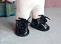 Чорні туфлі для ляльок, туфельки для ляльки Паола, туфлі Skzoo, IVE, взуття для ляльок, туфлі на шнурках