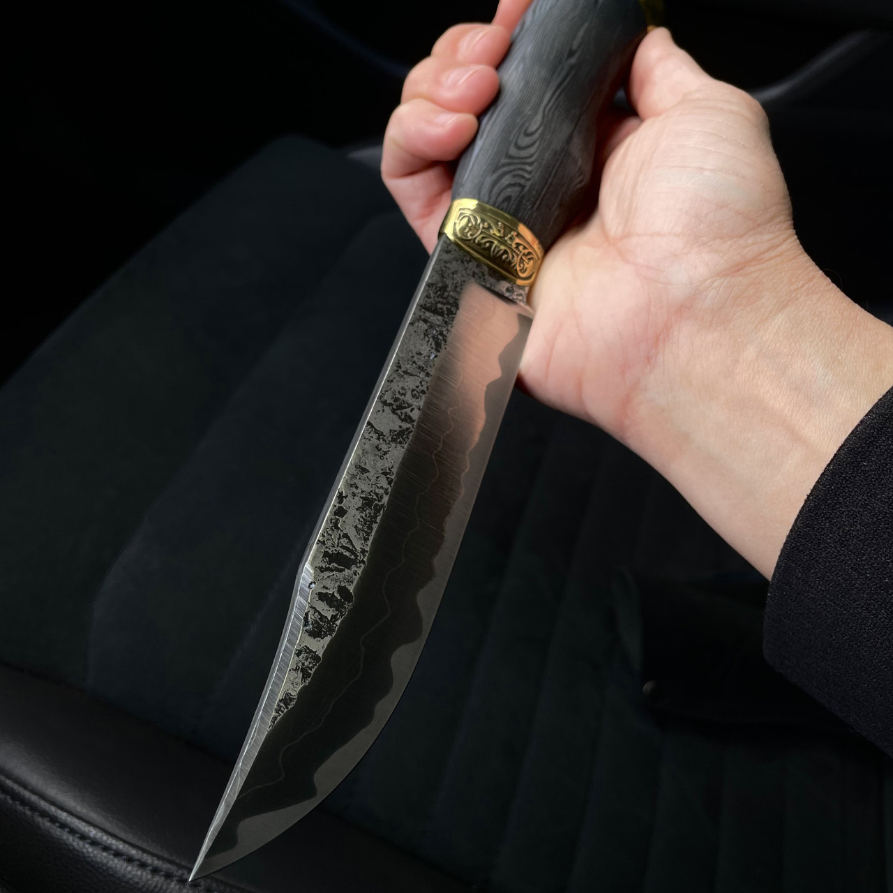 Ніж «Компас жаху» (ламінат) ручної роботи сталь Х12, 40х13 Gorillas BBQ KN165, фото 1