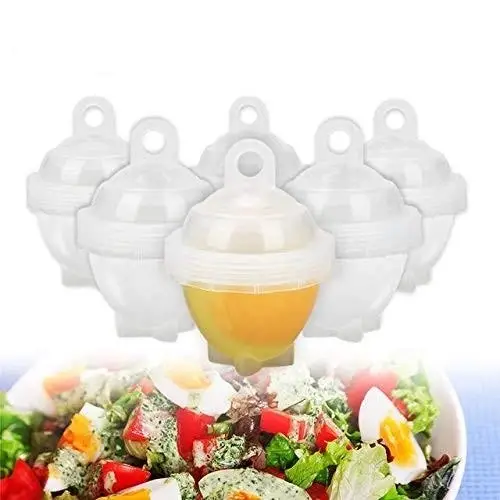 Комплект форм Eggies пластик прозрачный для варки яиц без скорлупы 6 шт фильтр пашот с ложкой для отделения бе - фото 4 - id-p2103606616