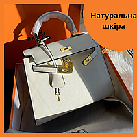 Женская сумка Hermes Kelly натуральная кожа белого цвета 25 см