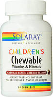 Мультивитамины для детей Children's Vitamins and Minerals Solaray вкус вишни 60 жевательных таблеток