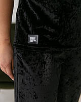 Пижама женская Nicoletta, мраморный велюр, цвет черный, (с футболкой и штанами) 4XL A'T