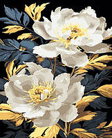 Картина по номерам «Белые цветы» с золотыми красками