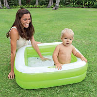 Детский надувной бассейн Intex 57100 (86х86х25 см) надувное дно (Зелёный)