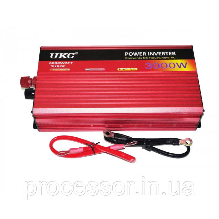 Автомобільний потужний інвертор AC/DC AR 3000W 12V Globus із двома кулерами охолодження перетворювач напруги