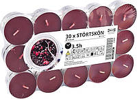 Ароматичні свічки-таблетки 30 шт. х 3,5 години IKEA STÖRTSKÖN ягідні/квіткові червоні чайні аромасвічки ІКЕА