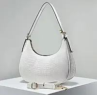 Эффектная женская мини сумка багет, женская маленькая сумочка клатч белая