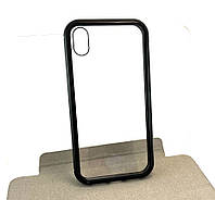 Чехол на iPhone XR накладка бампер Magnet Case магнитный прозрачный глянц черный
