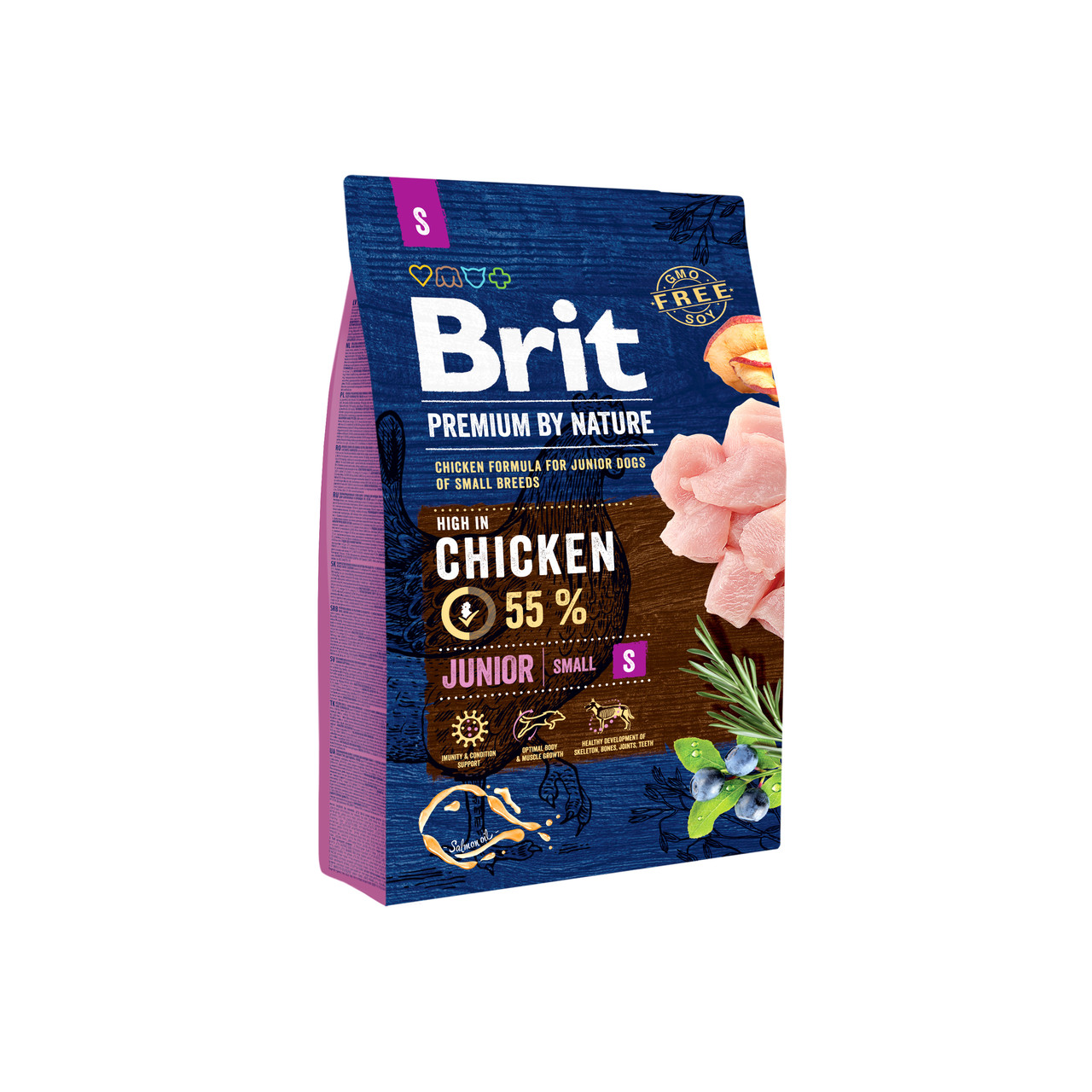 Сухий корм для цуценят і молодих собак дрібних порід Brit Premium Junior S зі смаком курки 3 кг (8595602526260)