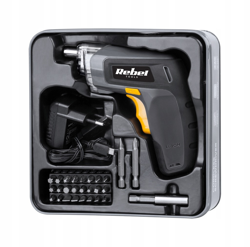 Акумуляторна викрутка набір Rebel RB-1001, фото 1