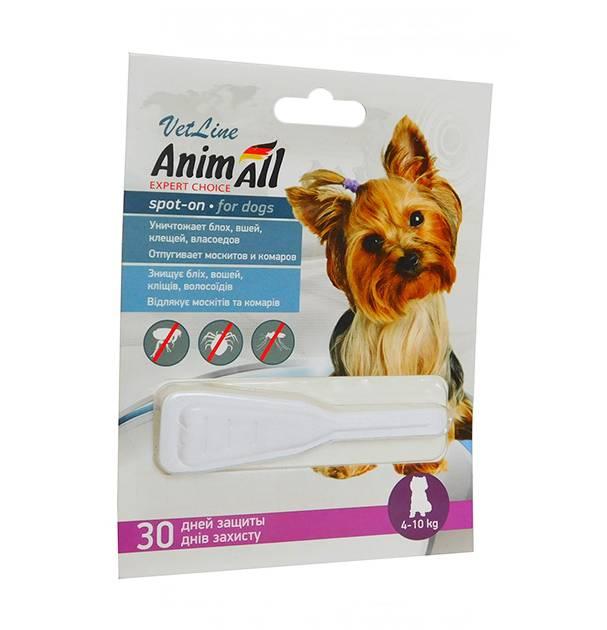 Краплі проти блоx і кліщів AnimAll VetLine spot-on для собак 4-10 кг 2 мл 60882 (4820150201920/2000981100377)