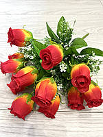 Штучні троянди . Букет штучних троянд з крапельками роси ( рожева, 44 см, 12 бутонів), фото 9