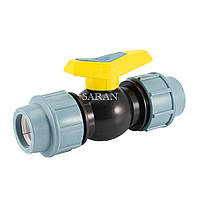 Кран кульовий 40x40 пластиковий для поліетиленової труби ПНД.