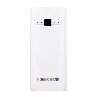 Корпус УМБ для аккумуляторов 2x18650 max 5600 mA USB microUSB с фонариком Белый (2x18650 White) Power