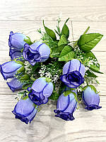 Штучні троянди . Букет штучних троянд з крапельками роси ( рожева, 44 см, 12 бутонів), фото 8