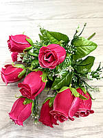 Штучні троянди . Букет штучних троянд з крапельками роси ( рожева, 44 см, 12 бутонів), фото 5